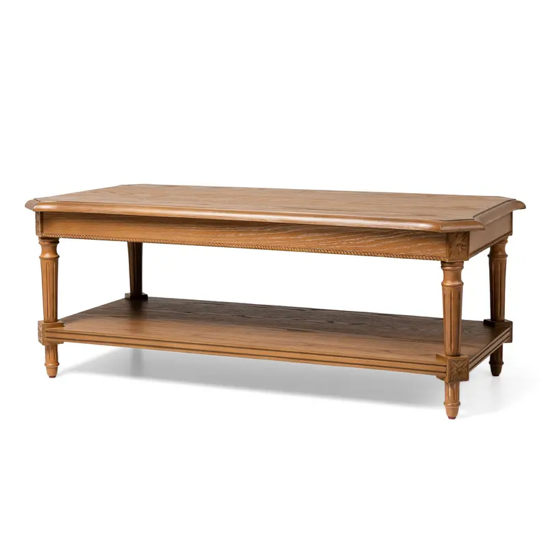 Maven Lane Pullman Coffee Table – Antiqued Natural Wood Finish Rectangular Table (For Parts/Repair) 1