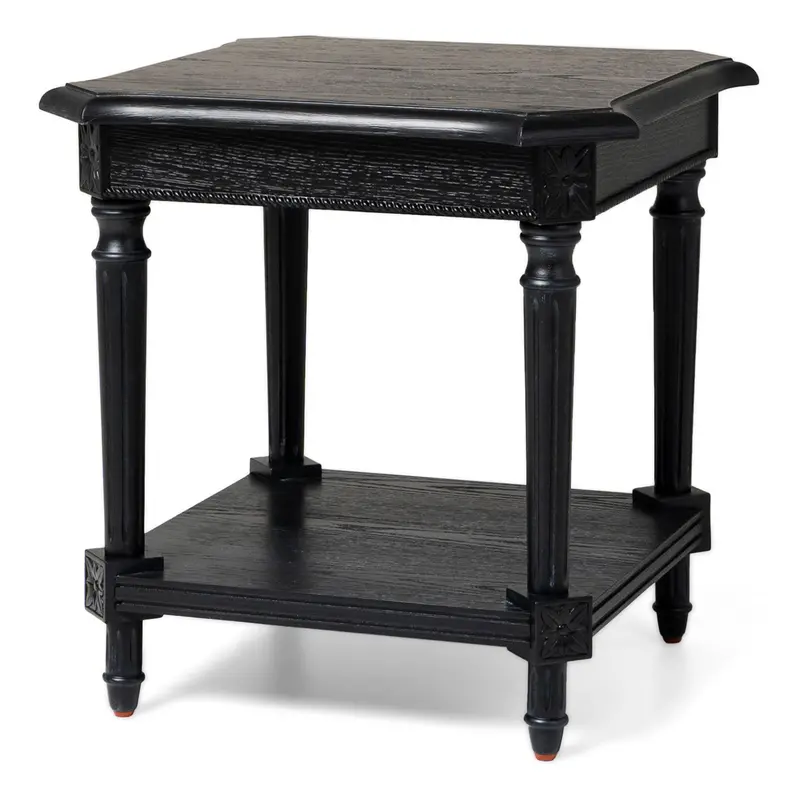 Maven Lane Pullman Square Side Table – Traditional Black Finish, Pre-Owned 1