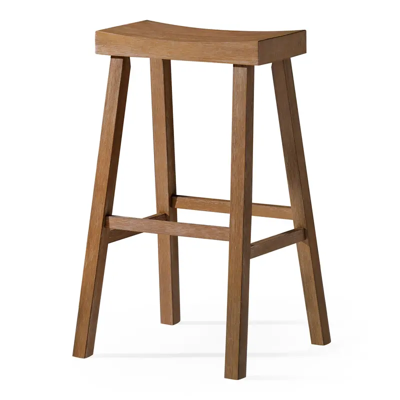 Maven Lane Rustic Aesthetic Bar Stool – Antiqued Natural Wood Finish, Parts-Only 1