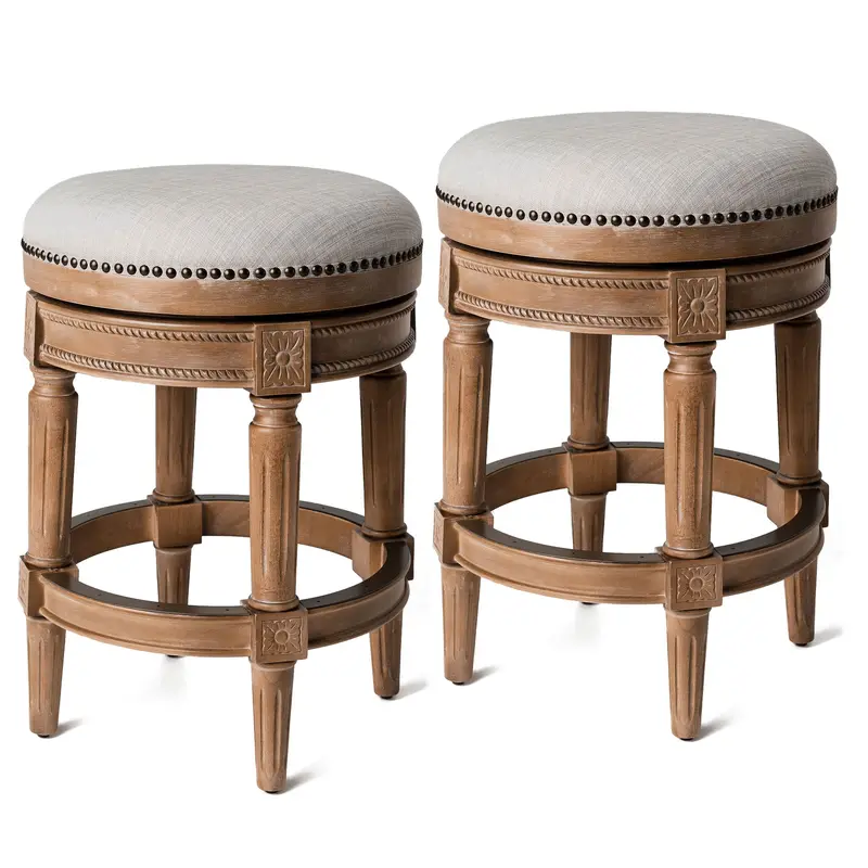Maven Lane Weathered Oak Pullman Bar Stools – Counter Height – 2-Pack – Open-Box 1