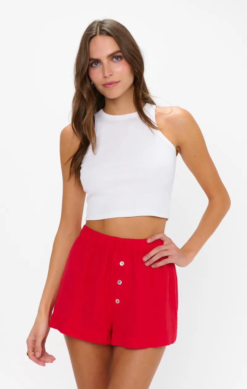 Max Linen Boxer Shorts – Vibrant Red Warm-Weather Staple 1