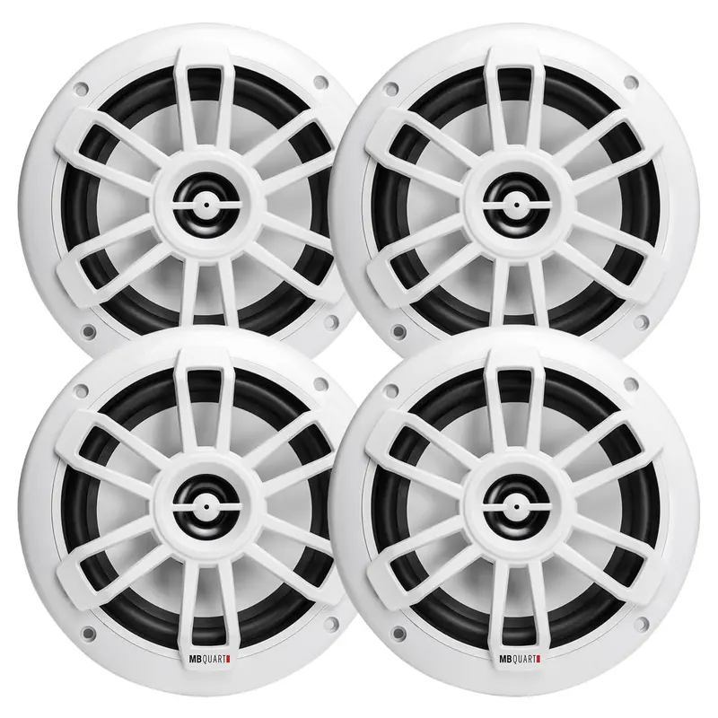 Mb Quart Nautic Series Marine Speakers – 6.5-Inch Waterproof Coaxial Drivers (White, 4-Pack) 1