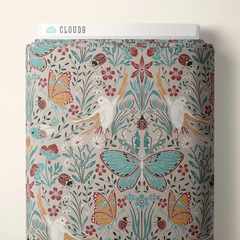 Meadow Gray Poplin Fabric By Jillian Anderson – Eventide Collection From Cloud 9 Fabrics 1