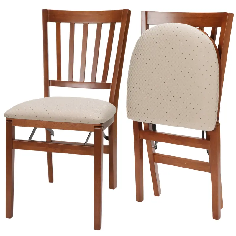 Meco Stakmore 2-Piece Folding Chair Set – Fruitwood Frame With Textile Upholstery 1