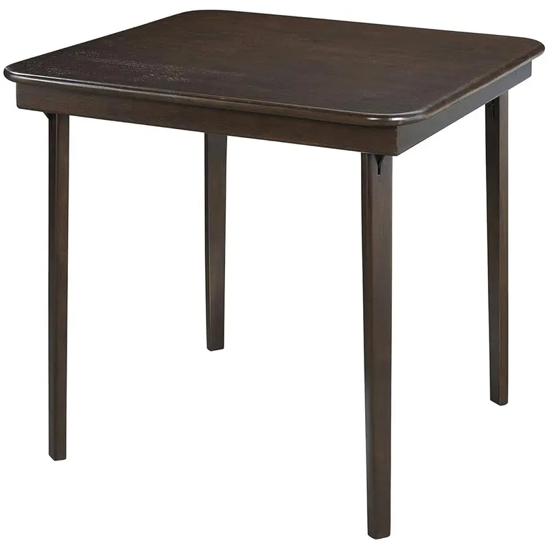 Meco Stakmore Espresso Folding Card Table – Classic Straight-Edge Wood Design 1
