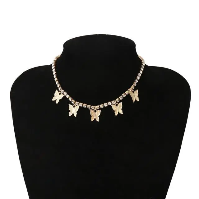 Megan Butterfly Choker Necklace – Delicate Adjustable Pendant Style 1