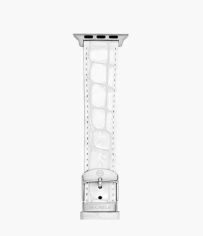 Michele Premium White Leather Apple Watch Band – Fits 38–49Mm Cases 1