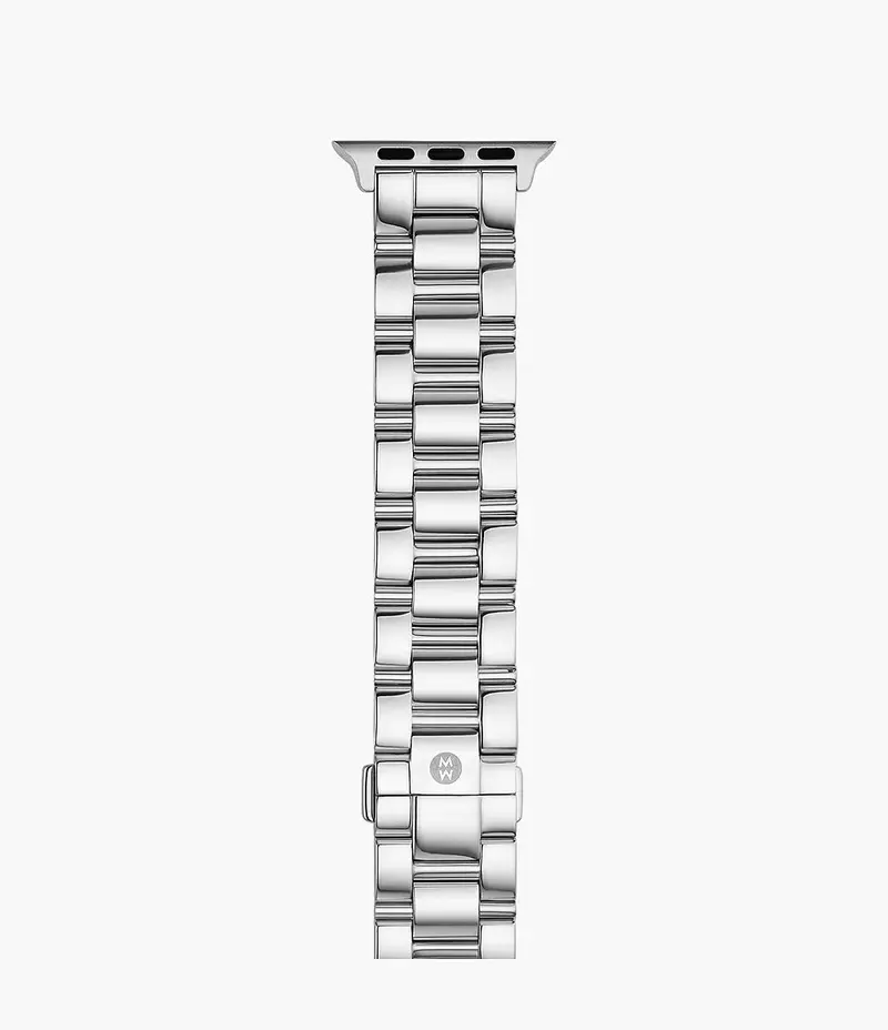 Michele Silver-Tone Stainless Steel Apple Watch Bracelet – Sleek Interchangeable Band 1