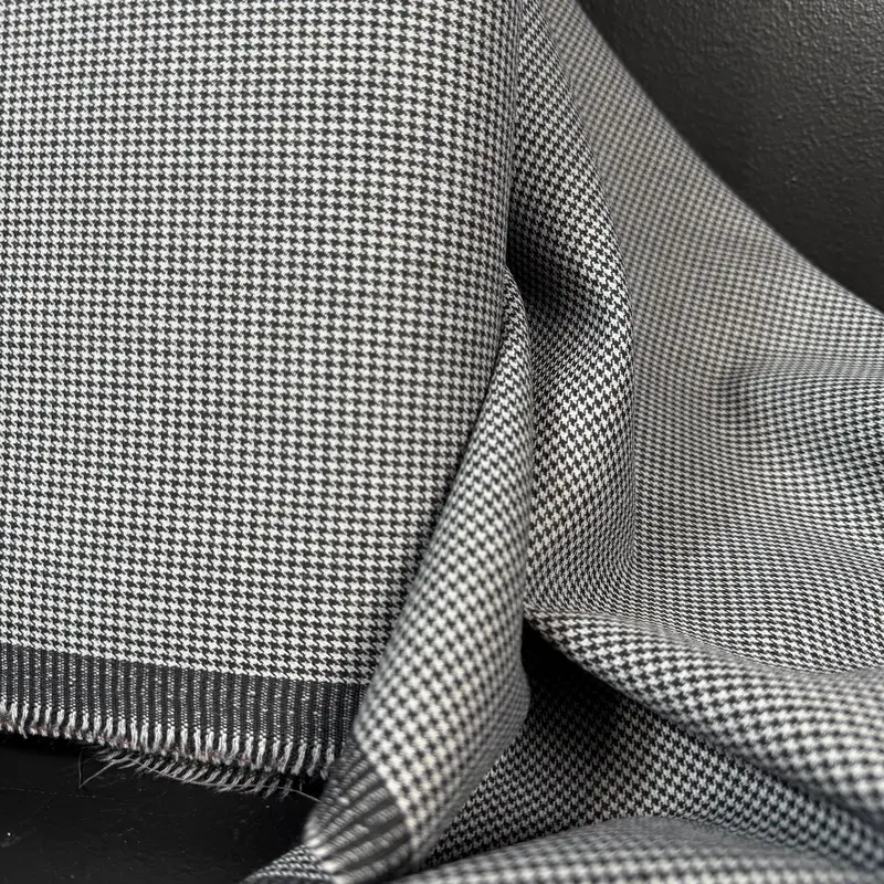 Midtown Houndstooth Wool Suiting – Luxury Italian Deadstock Fabric 1