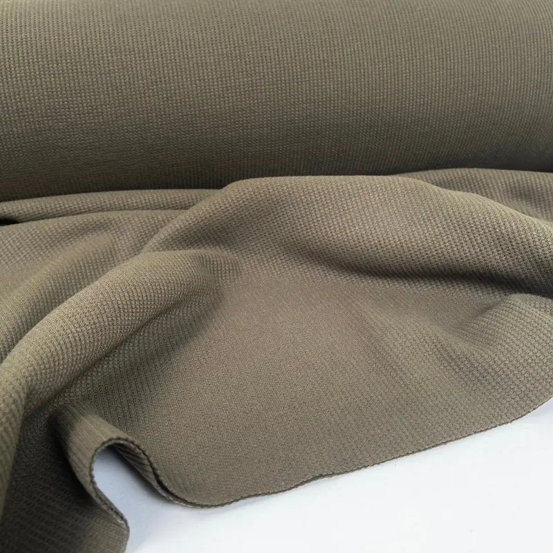 Military Green Organic Cotton Waffle Thermal (200Gsm) – Versatile Midweight Knit 1