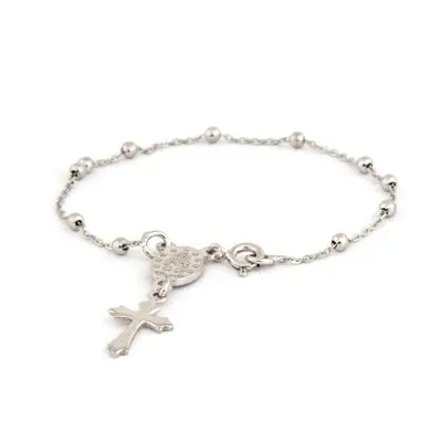 Miraculous Mary Medal And Cross Sterling Silver Bracelet 1
