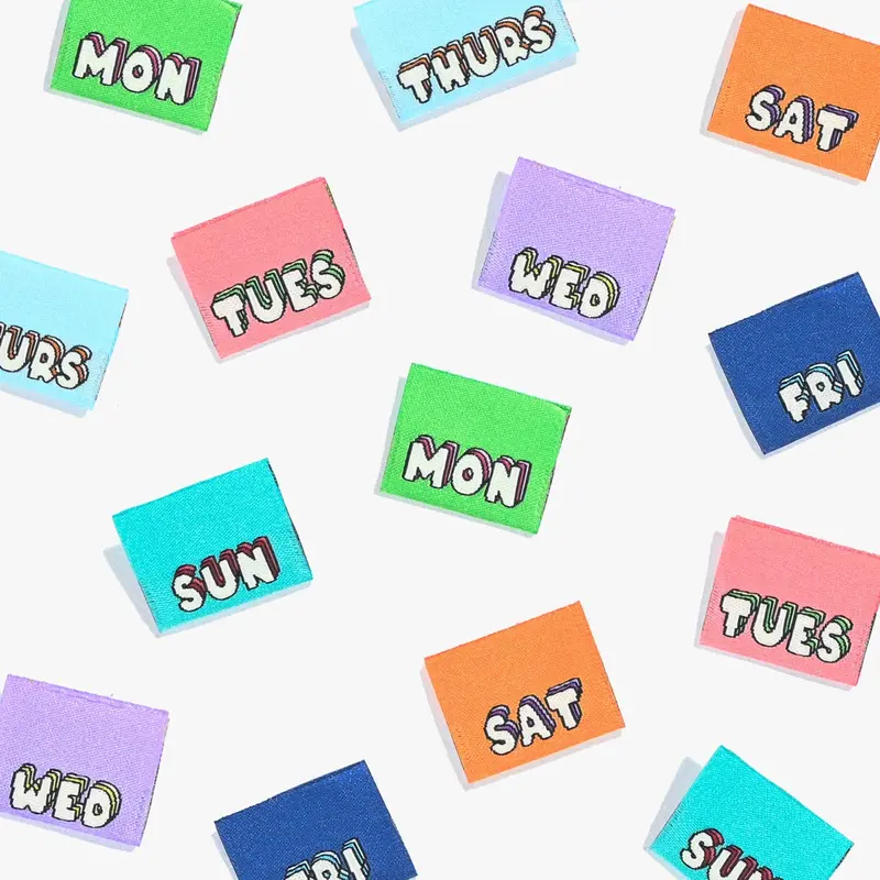 "Mon 2 Sun" Woven Garment Labels Pack – Kylie And The Machine 1
