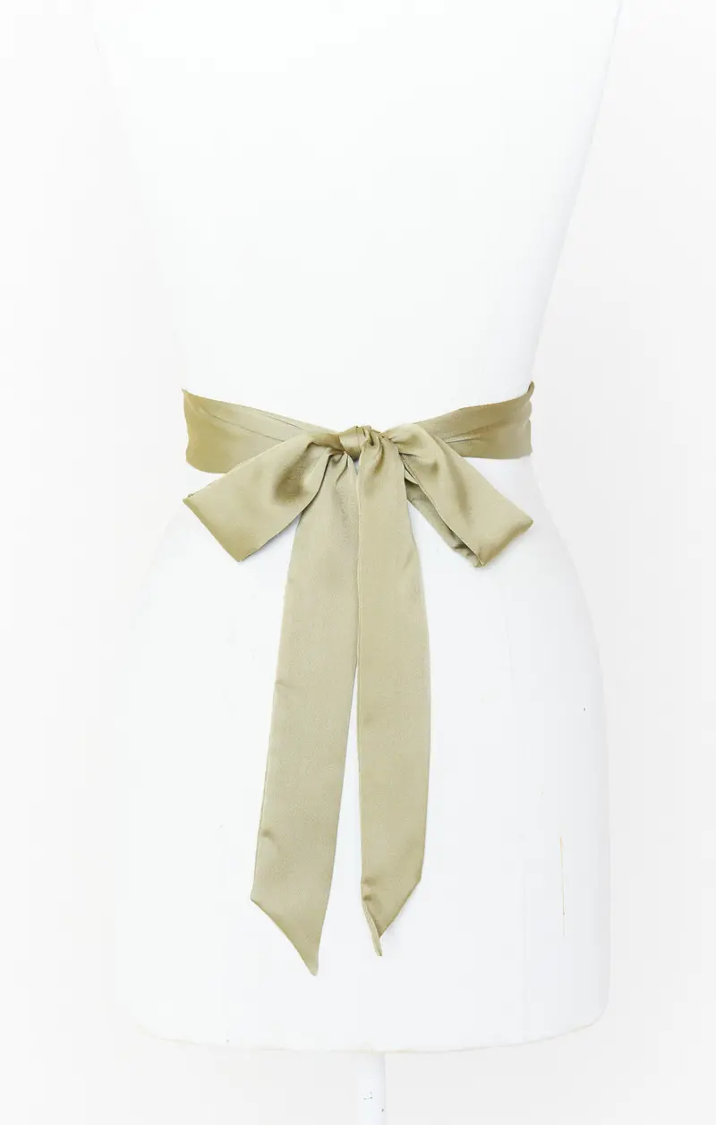 Moss Green Luxe Satin Bridesmaid Sash 1