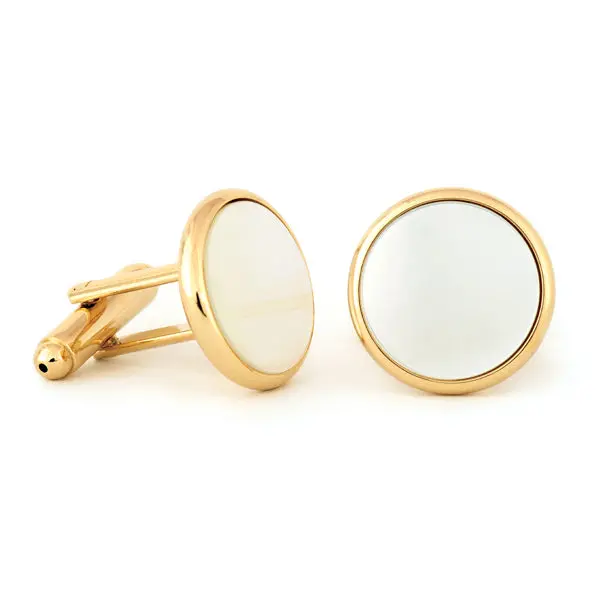 Mother Of Pearl Cuff Links With Rounded Radius Edge Design 1
