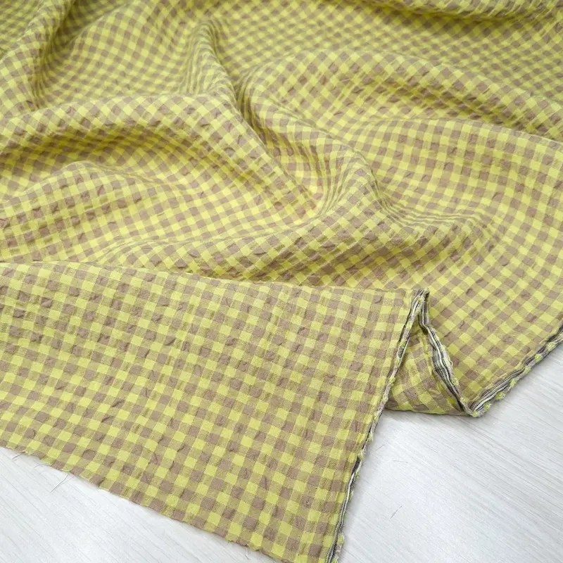 Natural-And-Lime Jacquard Linen-Cotton Blend Fabric 1