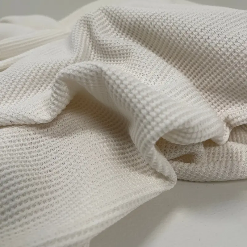 Natural White Hemp-Organic Cotton Waffle Thermal Fabric – 300 Gsm, Wide Width 1