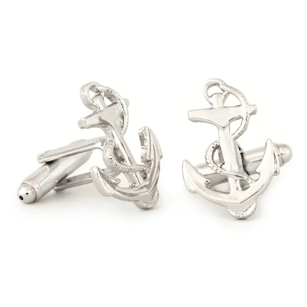 Nautical Anchor Cuff Links In Polished Metal 1