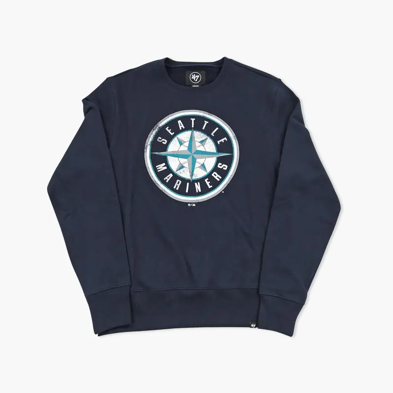 Navy Compass Logo Seattle Mariners Crewneck 1