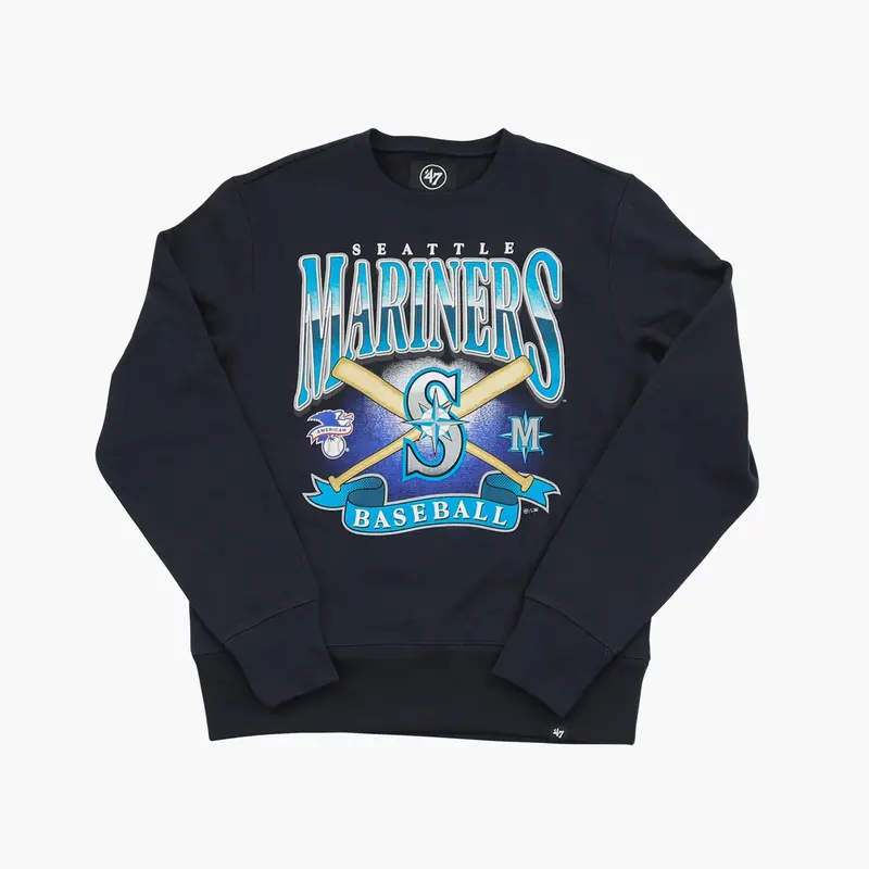 Navy Crossed Bats Seattle Mariners Crewneck Sweatshirt 1