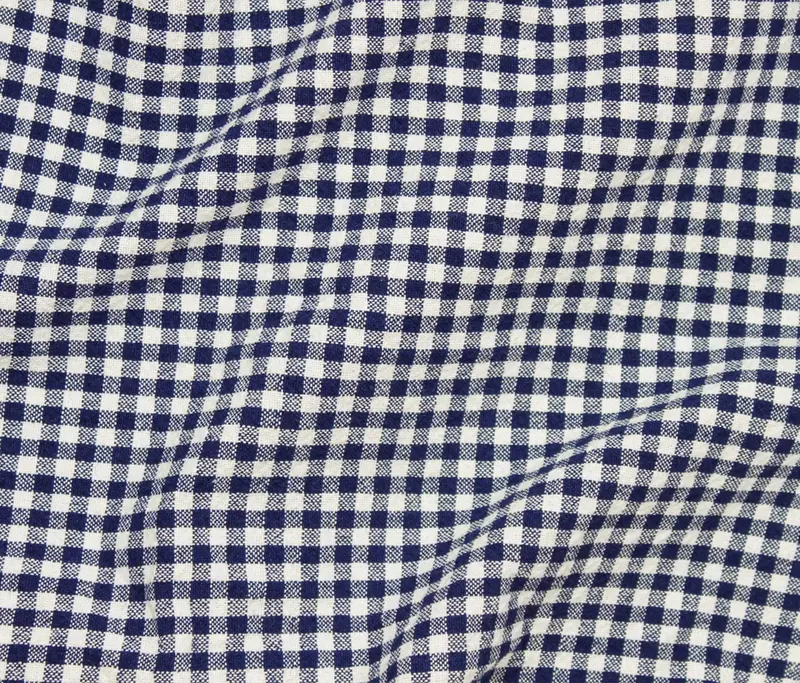 Navy Organic Cotton Gingham Fabric – Classic Dark Blue Sustainable Checked Textile 1