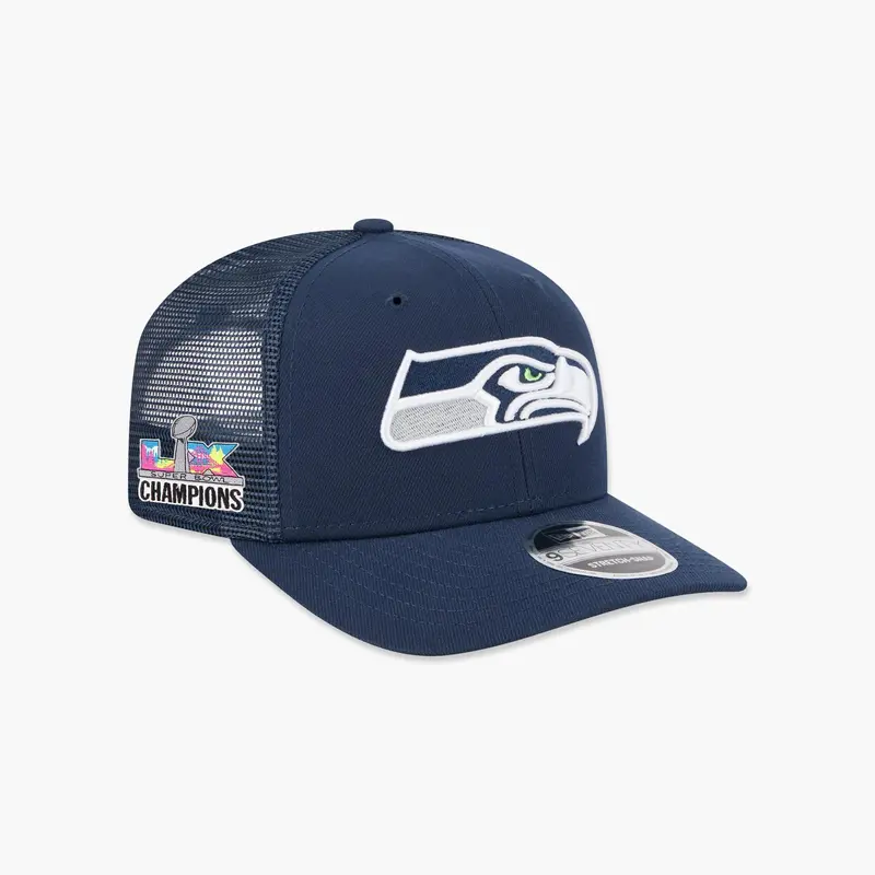 Navy Seahawks Super Bowl Lx Champions Trucker Snapback With Side Patch 1