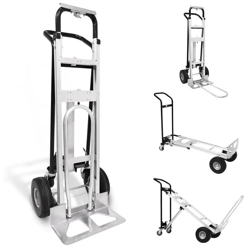 Olympia Tools 3-In-1 Aluminum Hand Truck – Convertible 4-Wheel Platform Cart For Moving & Hauling 1