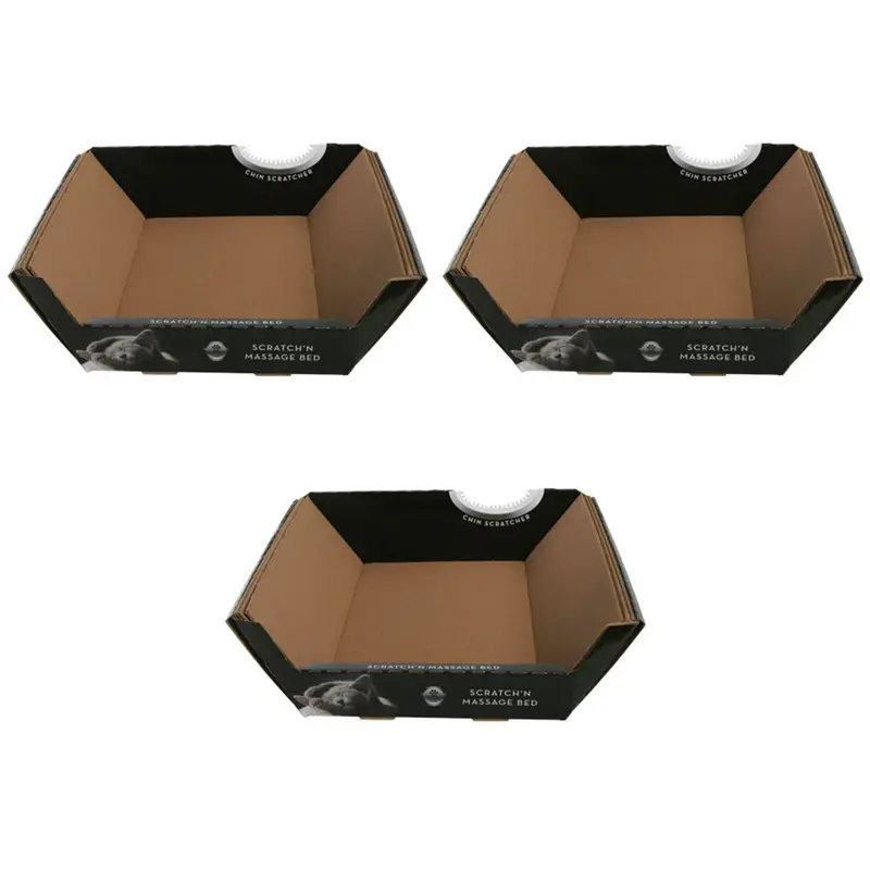 Omega Paw Ripple Board Cat Scratch Pad & Massage Bed – Cardboard Kitten Toy (3-Pack) 1