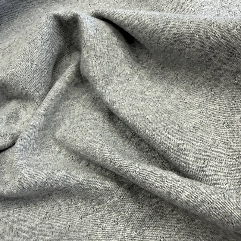 Organic Cotton Delicate Diamonds Pointelle Knit Fabric In Heather Grey 1