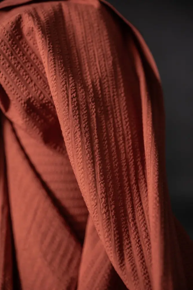 Organic Pomegranate Seersucker Stripe Cotton Fabric – Merchant & Mills 1