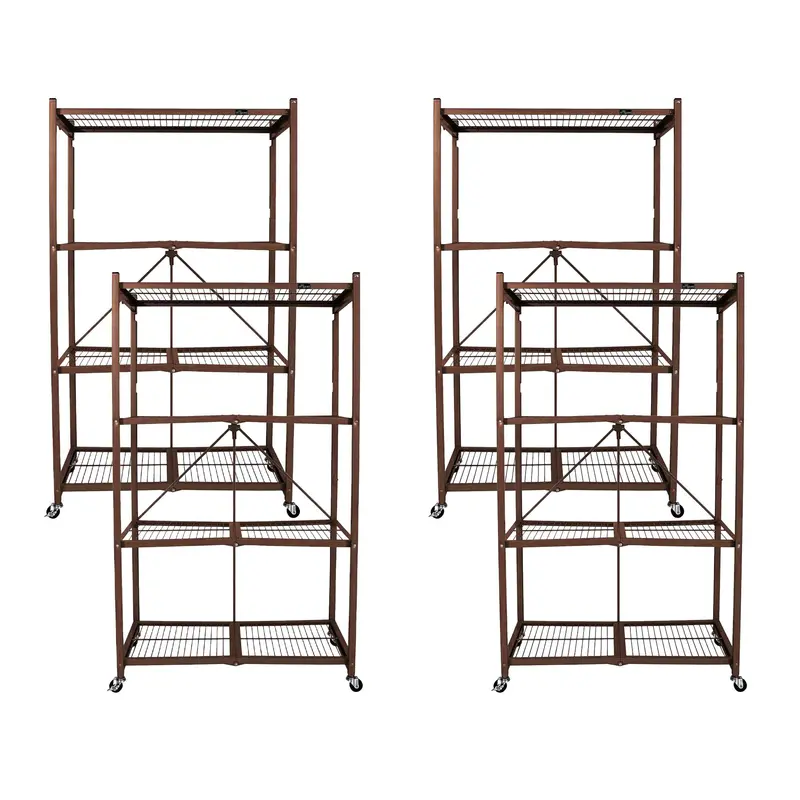 Origami 4-Tier Folding Wire Storage Rack With Magnetic Shelf Liners – 4-Piece Set 2