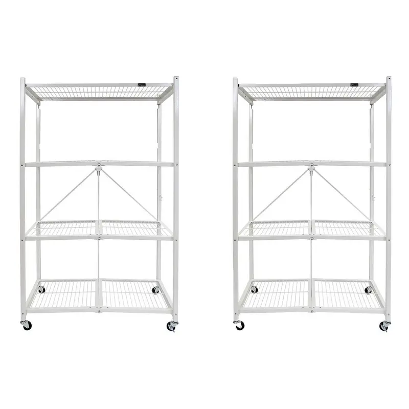 Origami Heavy-Duty 4-Tier Wheeled Multi-Purpose Storage Rack – 2-Pack, White 2