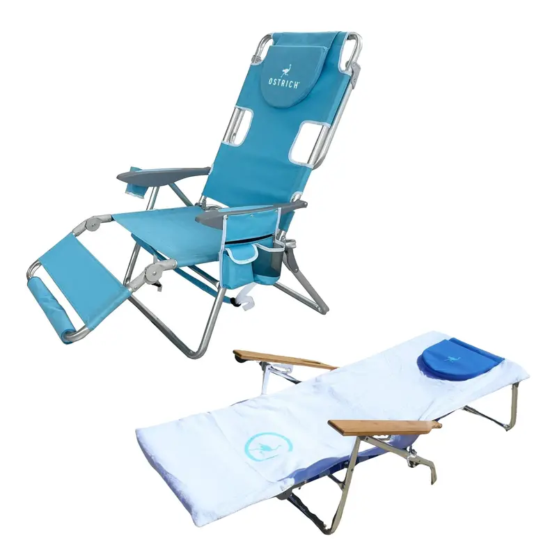 Ostrich 3N1 Portable Beach Lounger – Lightweight Outdoor Chair With Fitted Towel (Refurbished) 1