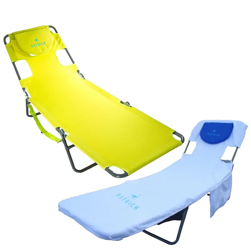 Ostrich Original Portable Chaise Lounge – Lightweight Beach Chair With Tailored Towel 1