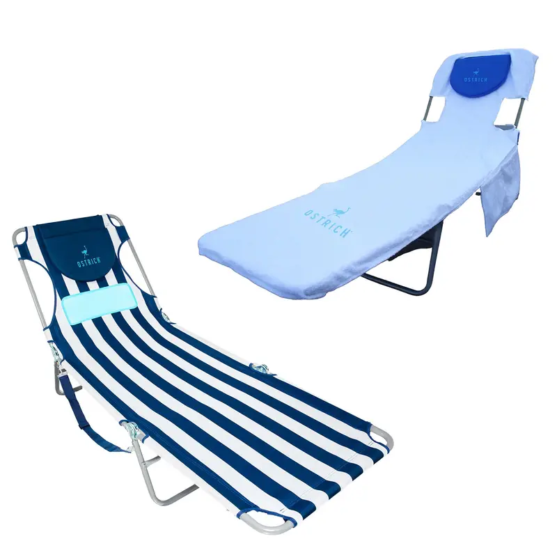 Ostrich Women’S Comfort Lounger – Portable Folding Beach Chair With Custom-Fit Towel 1