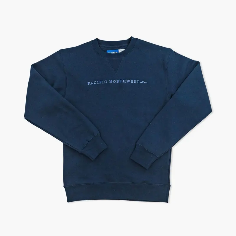 Pacific Northwest Embroidered Navy Cotton Crewneck Sweatshirt 1