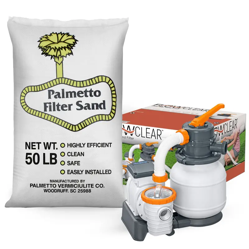 Palmetto 50 Lb Filter Sand + Bestway Flowclear 1500-Gallon Sand Filter Pump Combo 1