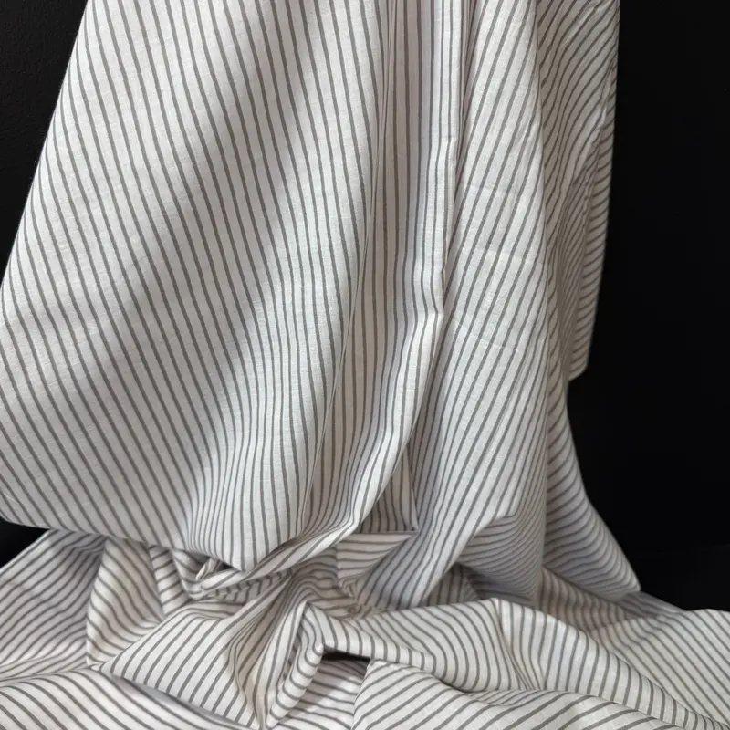 Parallel Lines Stone — Bagru Cotton Screen-Printed Fabric 1