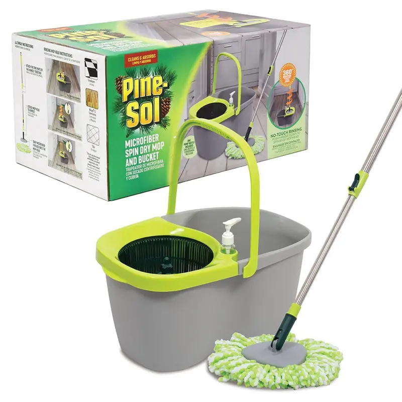 Pine-Sol Spin Mop & Bucket Set – Extendable Handle For Hardwood Floor Cleaning 1