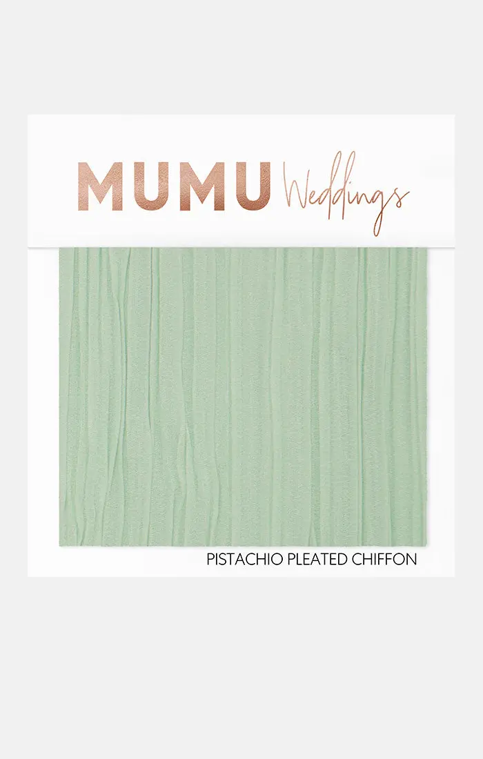 Pistachio Pleated Chiffon Bridesmaid Fabric Swatch 1