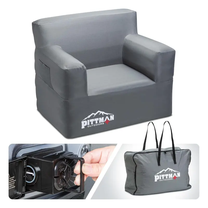 Pittman Outdoors Inflatable Camping Chair – Portable Seat With Integrated Air Pump 1