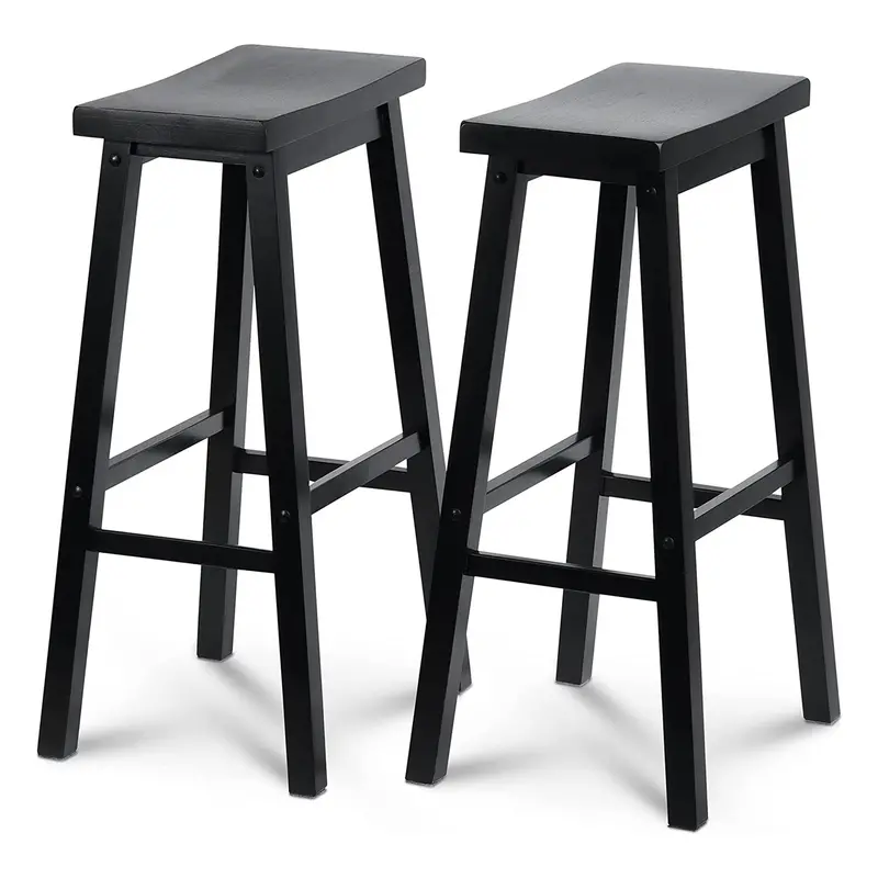 Pj Wood 29-Inch Counter Stools – Saddle-Seat Design, Black Finish (2-Pack, Open-Box) 1
