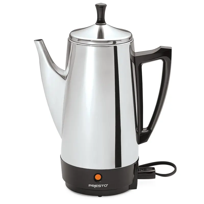 Presto 12-Cup Stainless Steel Percolator Coffee Maker – Durable Silver Finish 1