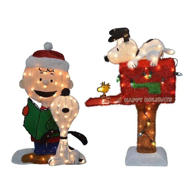 Productworks Charlie Brown & Snoopy Mailbox Christmas Decor Set 1