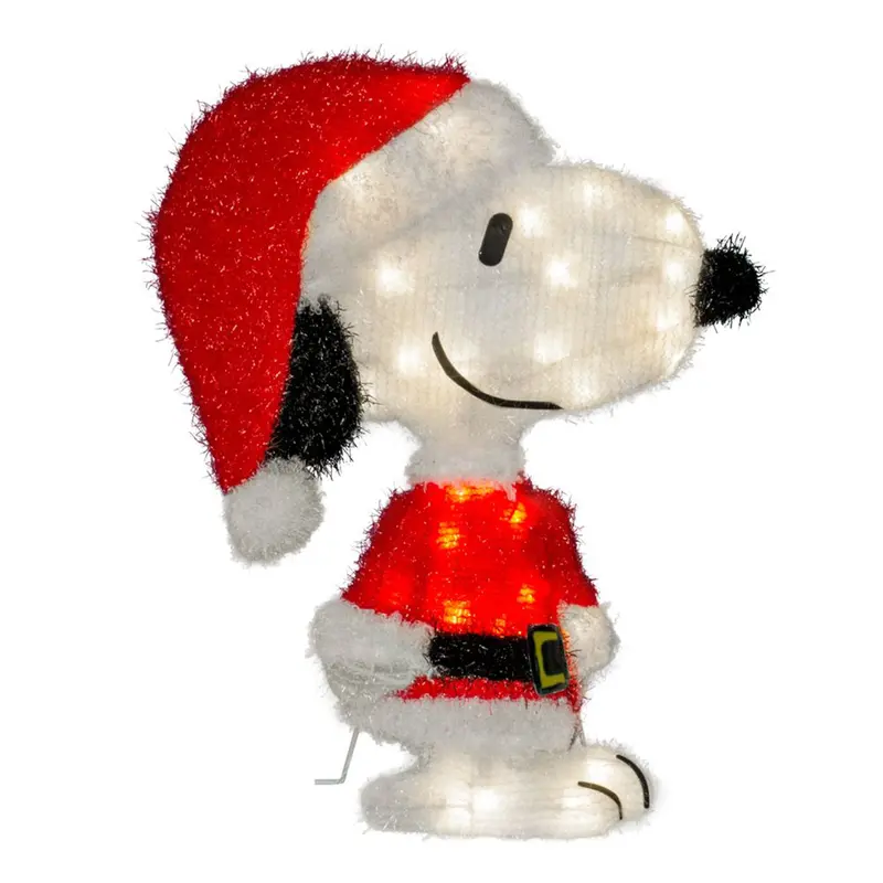 Productworks Peanuts Snoopy Santa Yard Decoration – 18" Pre-Lit Outdoor Figure 1