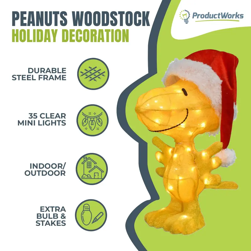 Productworks Woodstock Santa Hat Yard Decoration – 22-Inch Pre-Lit Christmas Figure 2