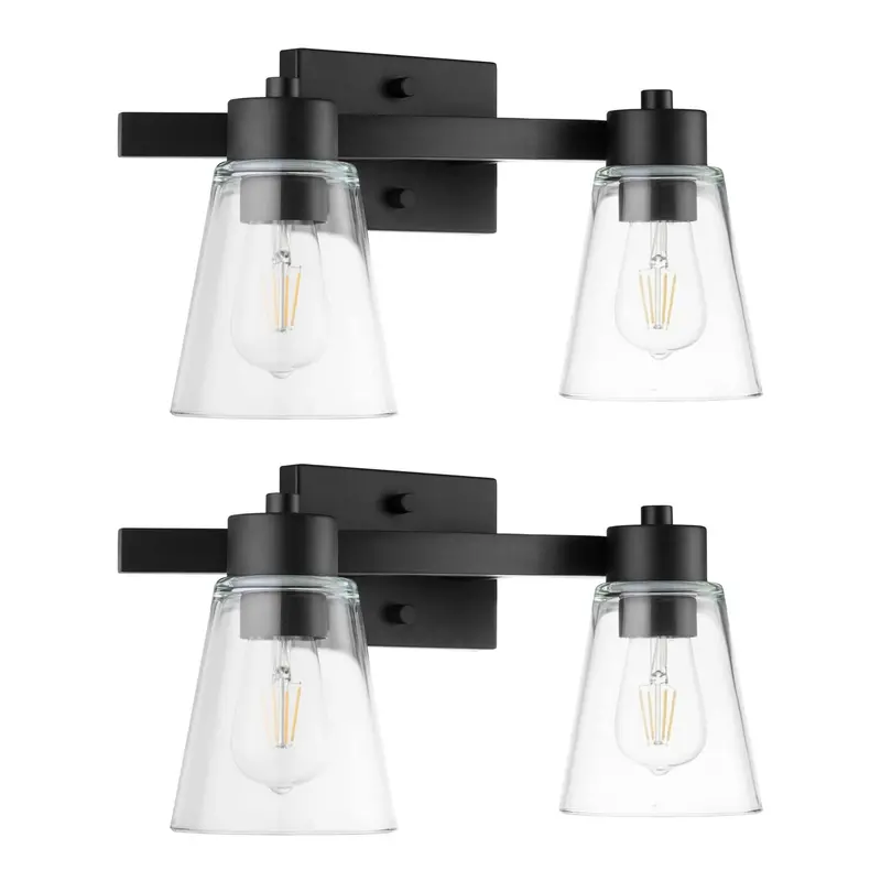 Prominence Home Fairendale 2-Light Matte Black Bathroom Vanity Light (2-Pack) 1