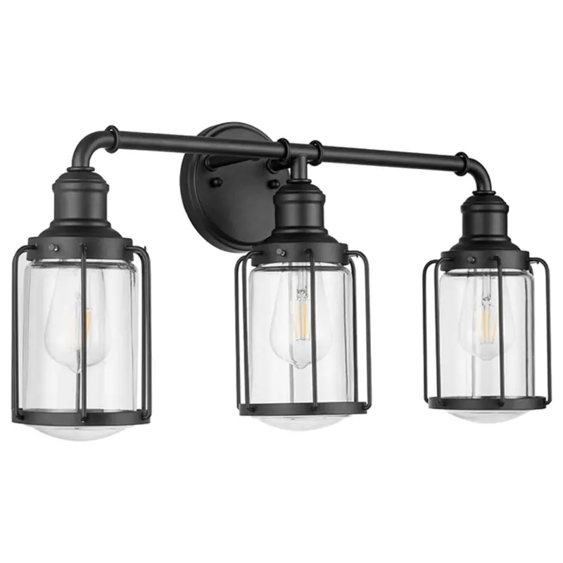 Prominence Home Lincoln Woods Vanity Light – 3-Light Industrial Bathroom Fixture (Black Finish) 1