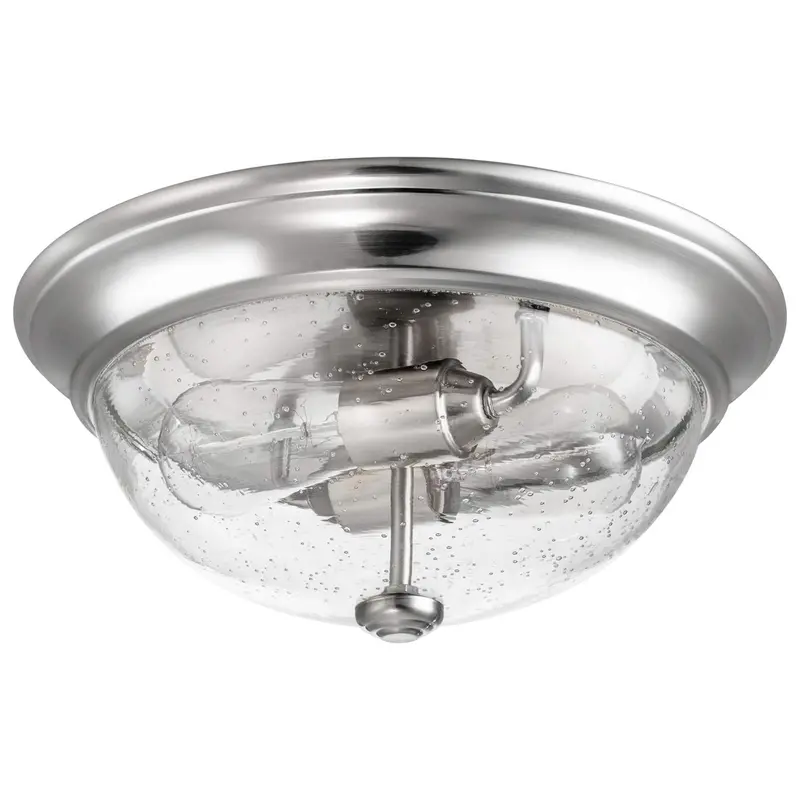 Prominence Home Madalyn 13-Inch Nickel Flush Mount Ceiling Fixture With Seeded Glass 1