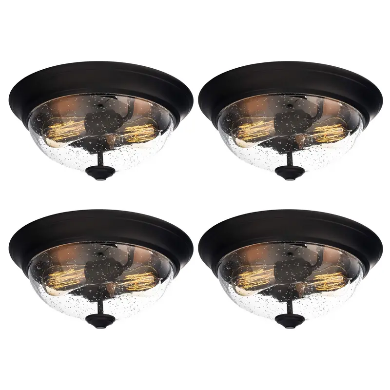 Prominence Home Madalyn Bronze Flush-Mount Ceiling Lights – 4-Pack, 13-Inch Indoor Fixtures 1