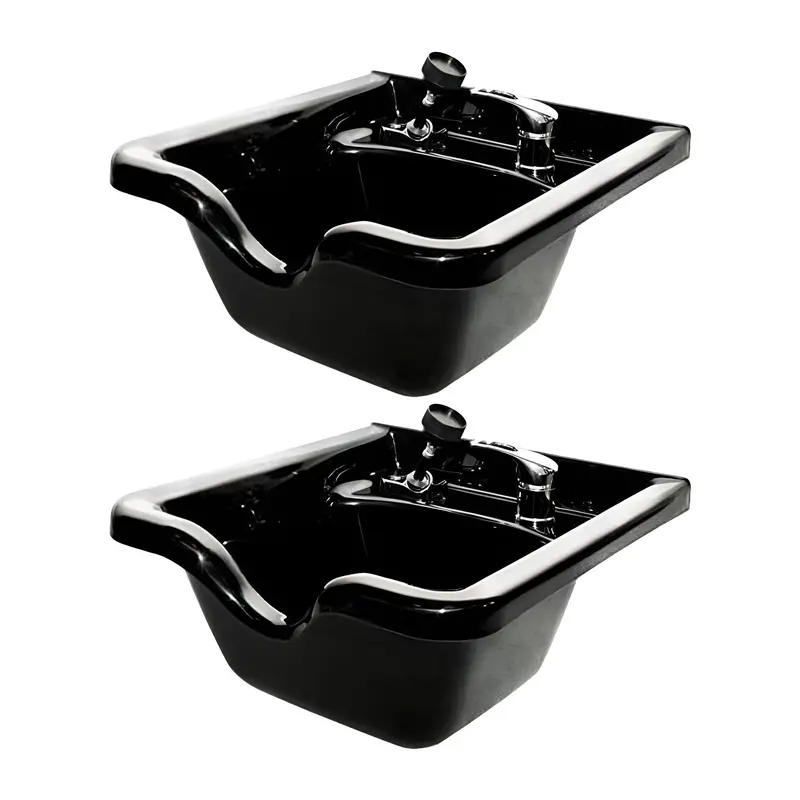 Puresana Chromium Square Salon Washing Bowls – 2-Pack – Black 1